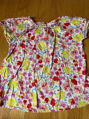 Boden Floral Short Sleeve Top - White, Red, Pink, Yellow, Light Blue